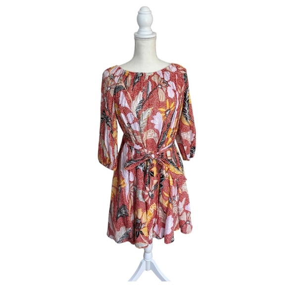 ELIZABETH and James Dress Belted Uptown Casual Day Glow Marika Garden - Picture 2 of 14